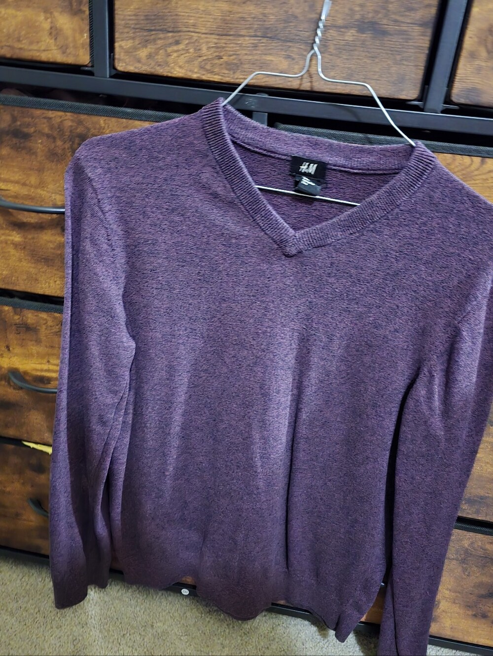 H&M Men’s V-Neck Sweater - Eggplant Purple